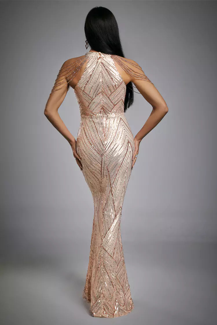 Diana Rose Gold Sequin Maxi Dress - Catchall