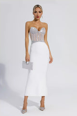 Erin White Diamond Bodycon Maxi Dress