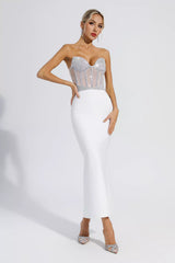 Erin White Diamond Bodycon Maxi Dress