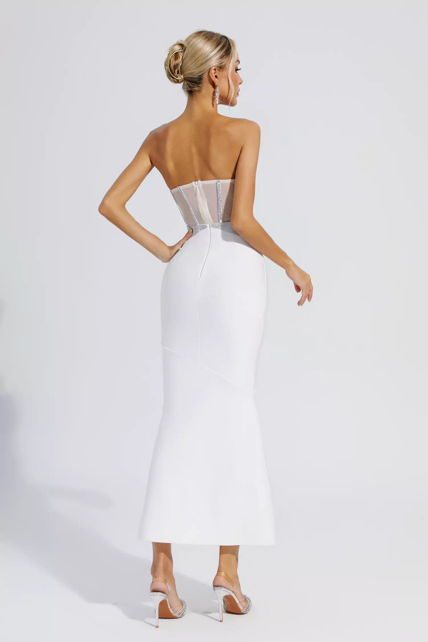 Erin White Diamond Bodycon Maxi Dress