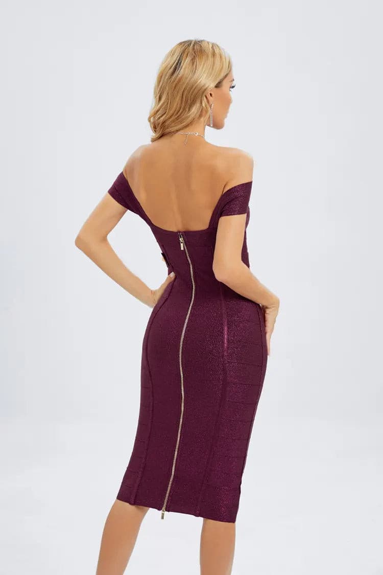 Hailey Wine Red Strapless Sequin Cross Dress