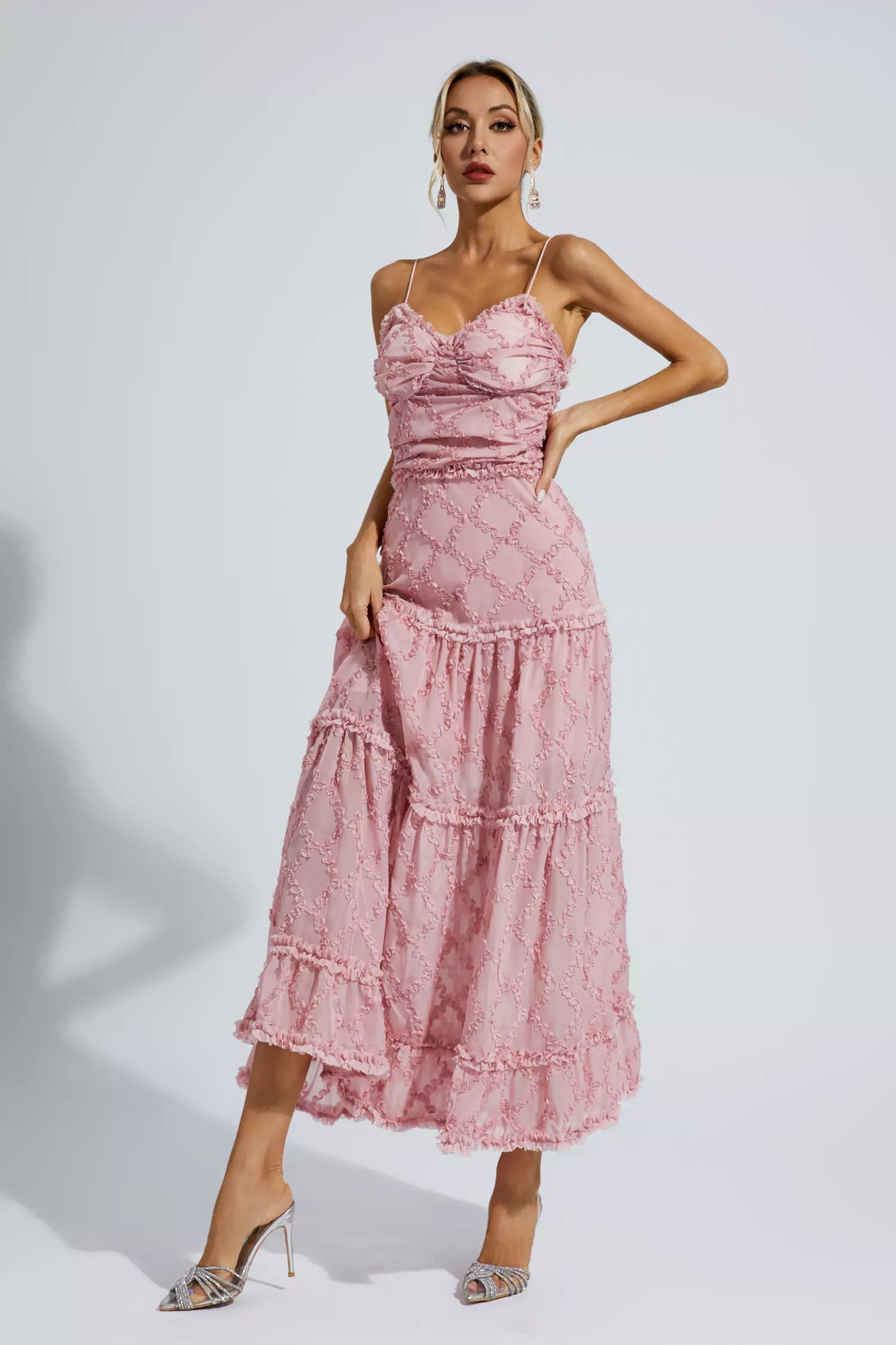 Heaven Pink Ruched Slip Maxi Dress - Catchall