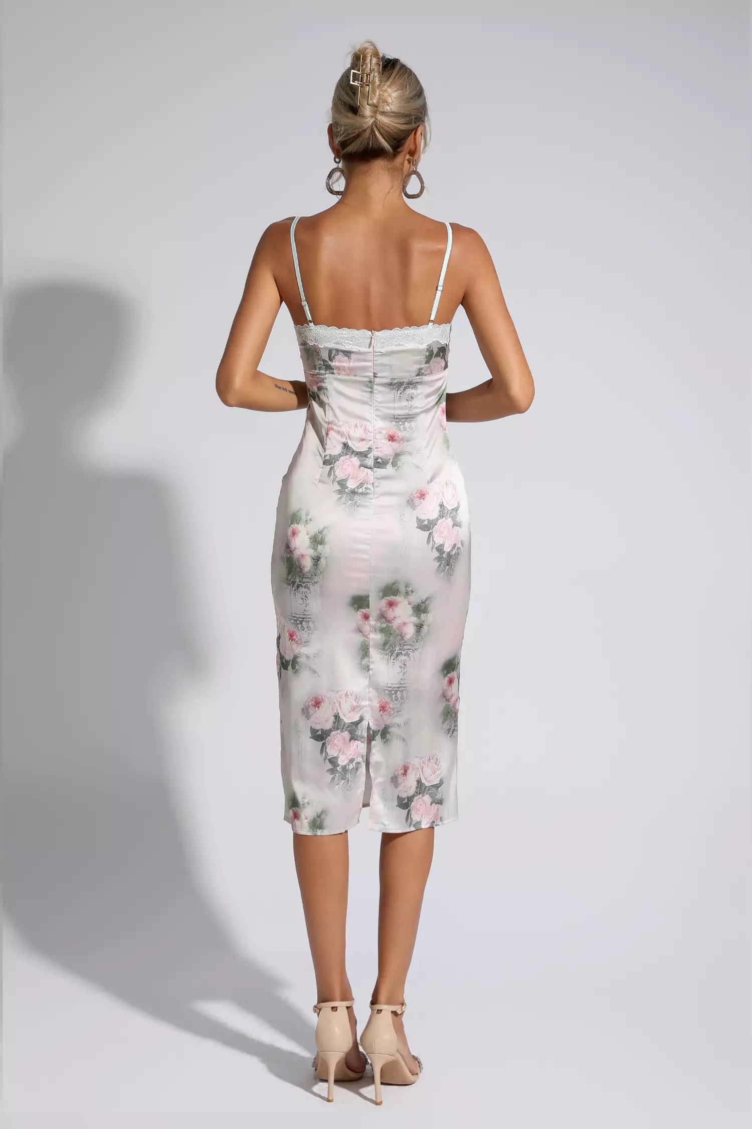 Heidi Floral Lace Bodycon Midi Dress