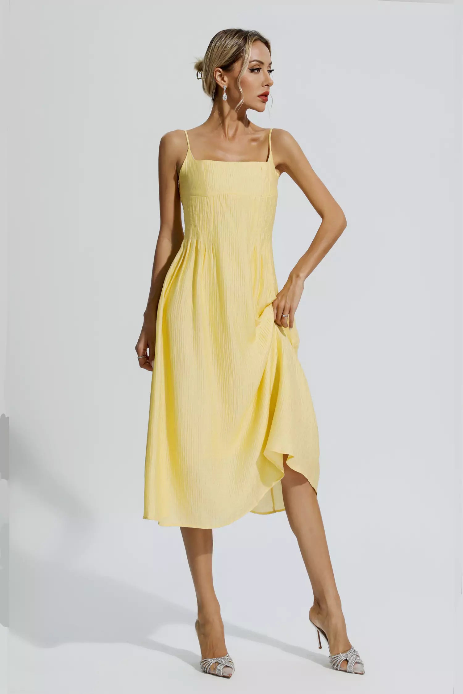 Helena Yellow Vacation Slip Maxi Dress