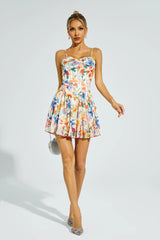 Hobson Orange Flower Mini Slip Dress