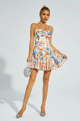 Hobson Orange Flower Mini Slip Dress