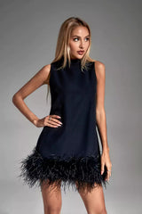 Hope Black Feather Mini Dress - Catchall