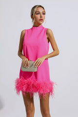 Hope Pink Feather Mini Dress