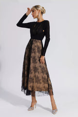 Itzel Black Lace Long Sleeve Maxi Dress