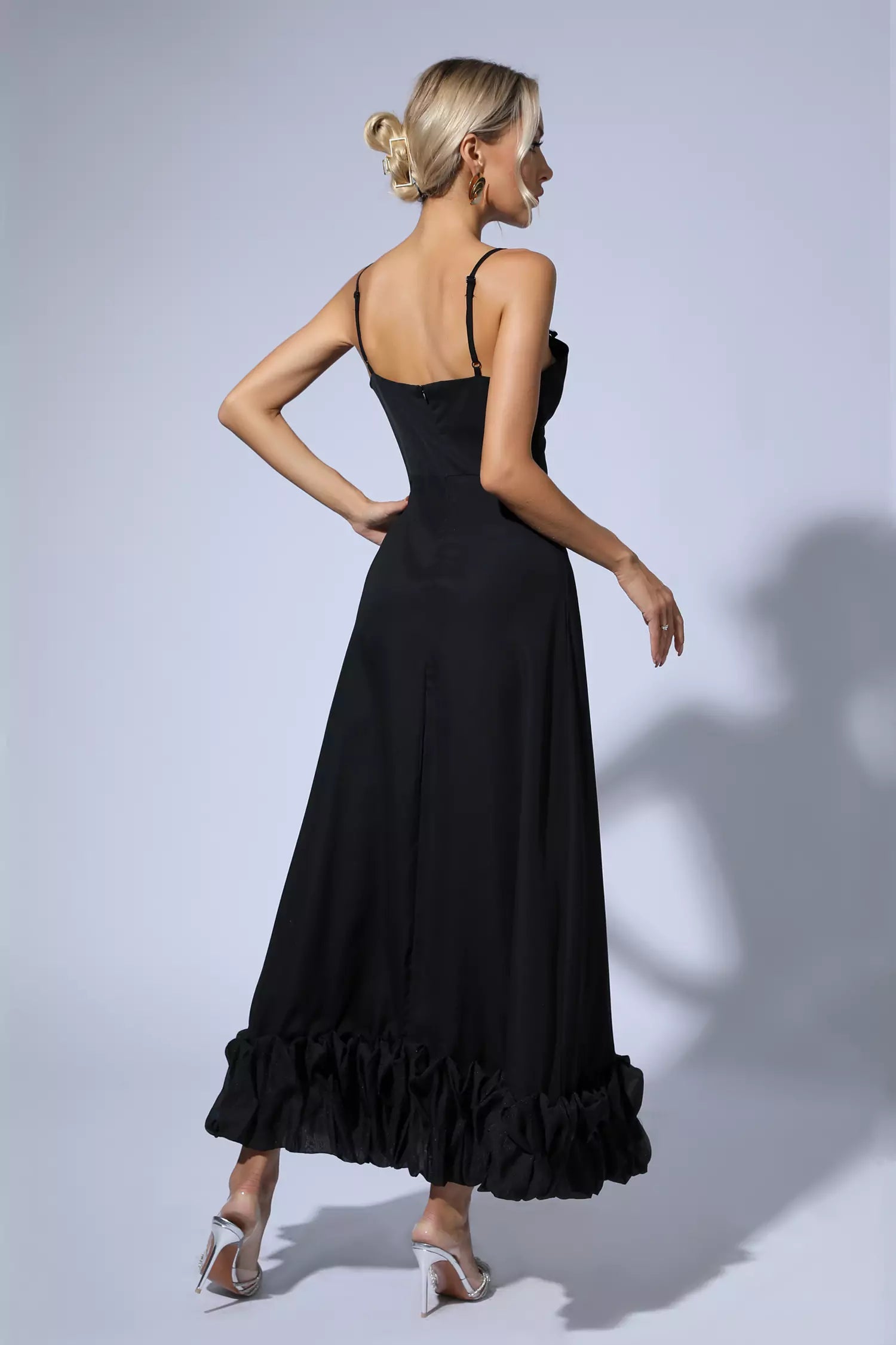 Izabella Black A-line Maxi Dress