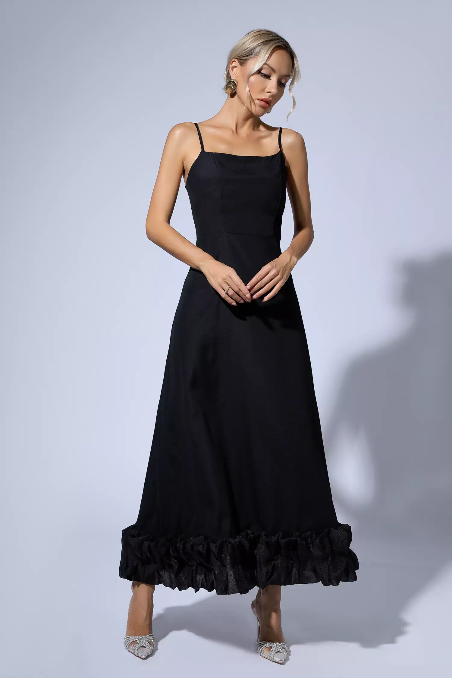 Izabella Black A-line Maxi Dress