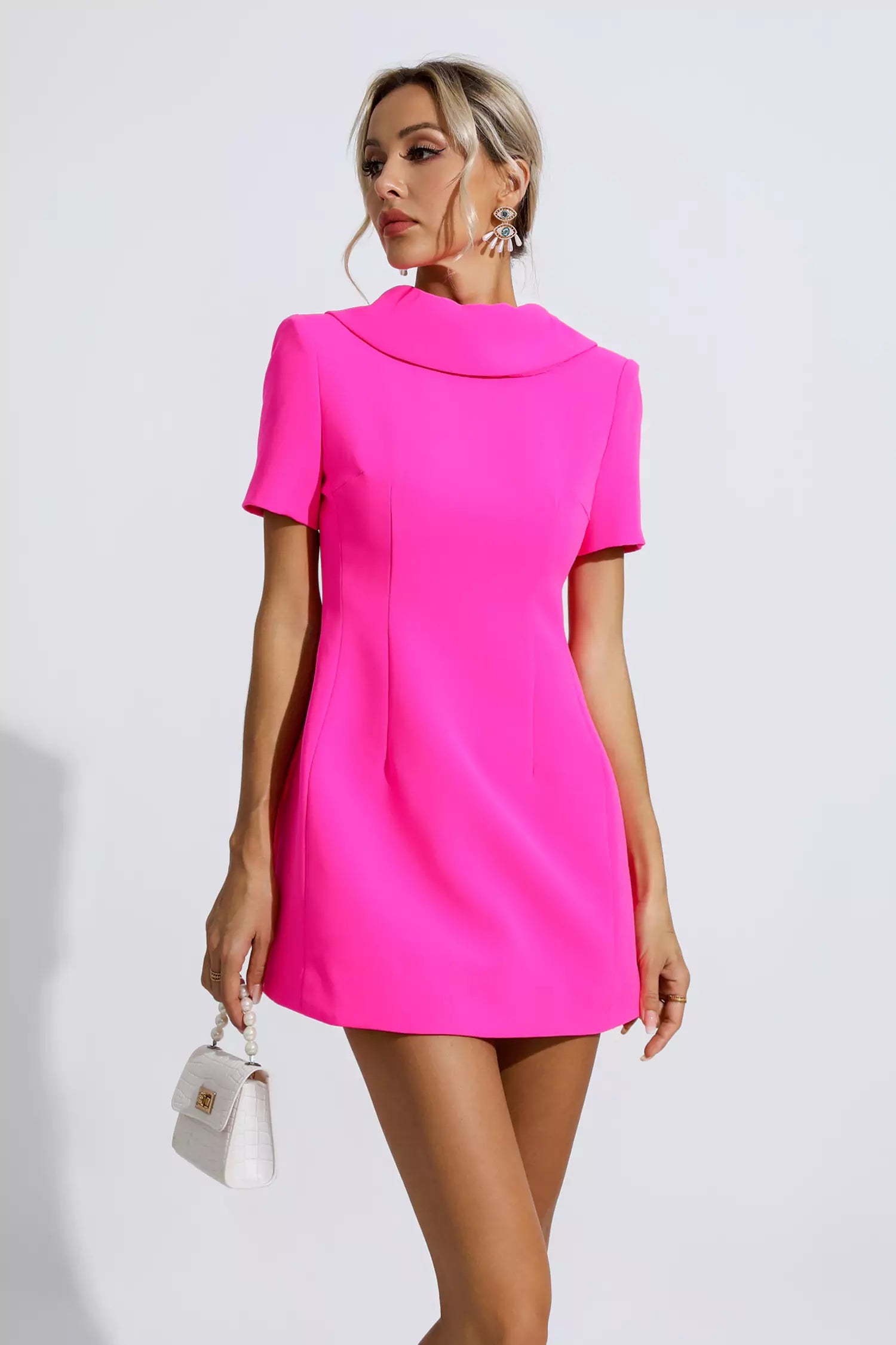 Jacqueline Pink Bow Mini Dress