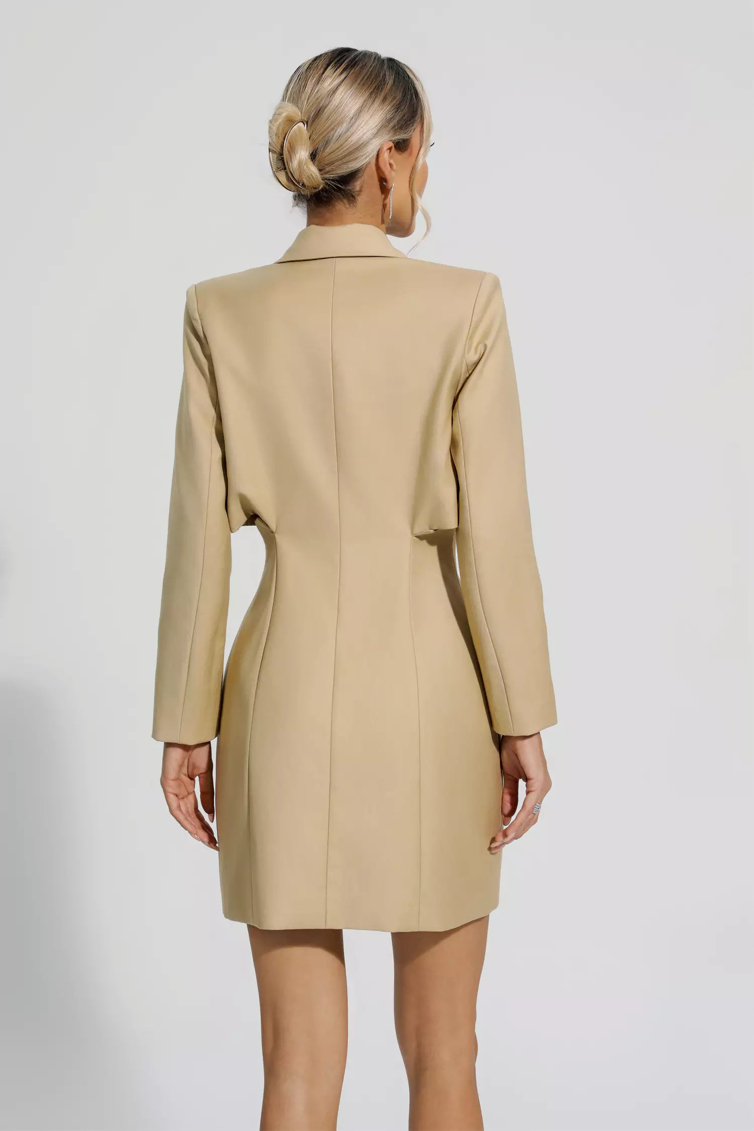 Jada Khaki Long Sleeve Blazer Dress