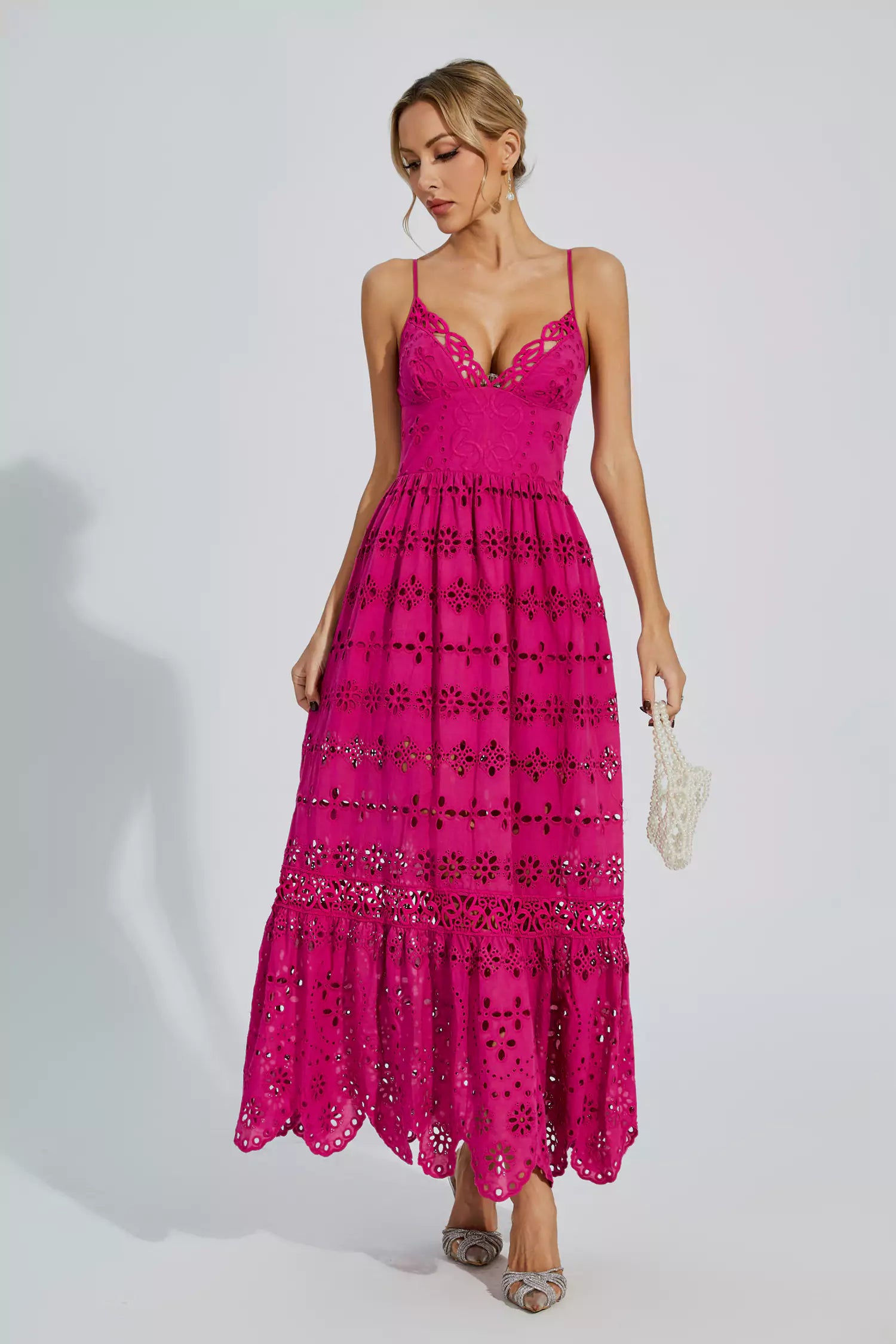 Jaylah  Rose Red Lace Slip Maxi Dress