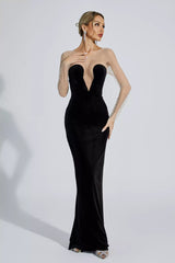 Jaylani Black Tube Top Maxi Dress