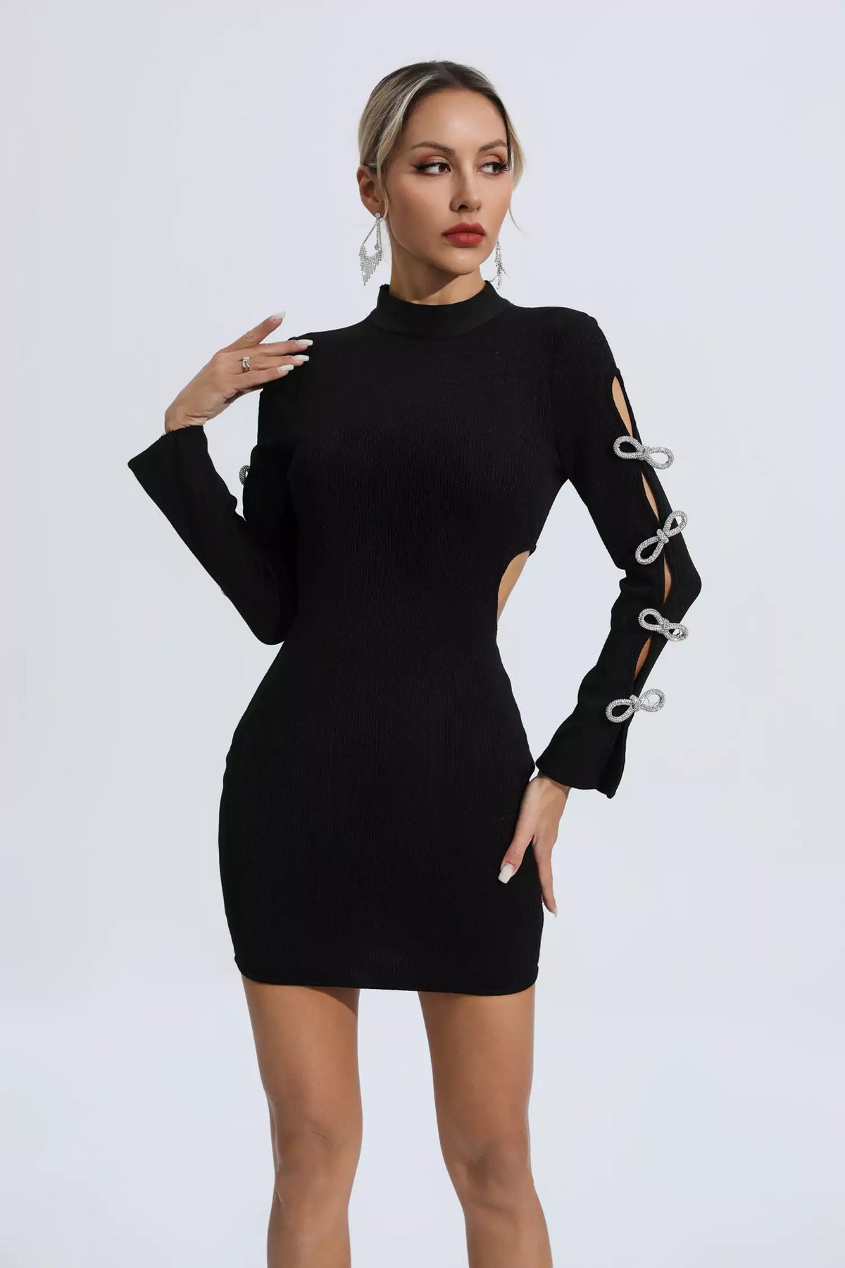 Jenesis Black Cutout Bandage Dress