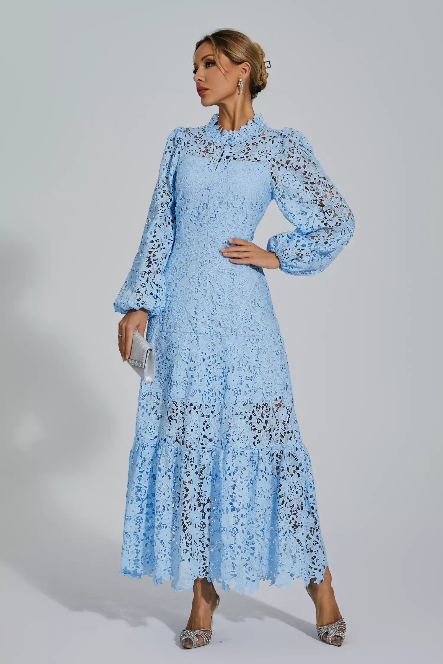 Julieta Blue Cut Out Long Sleeve Dress