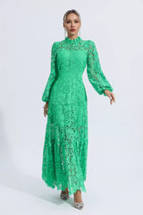 Julieta Green Cut Out Long Sleeve Dress