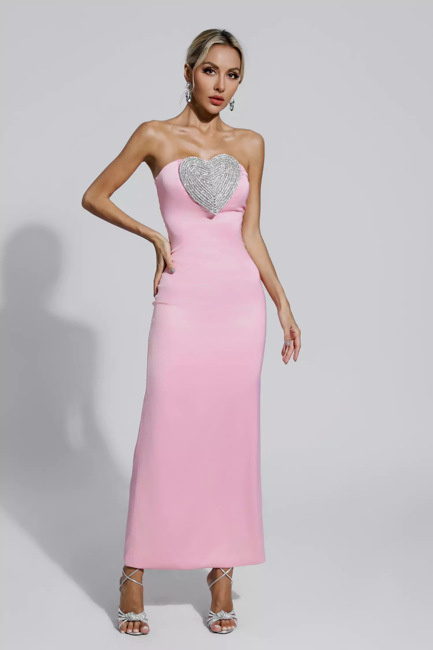 Karsyn Pink Heart-shaped Off Shoulder Dress