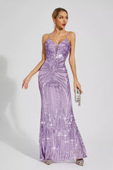 Karter Purple Mermaid Sequins Slip Dress