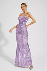 Karter Purple Mermaid Sequins Slip Dress