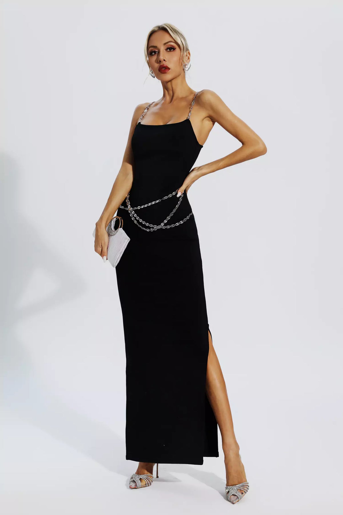 Katalina Black Bodycon Maxi Slip Dress