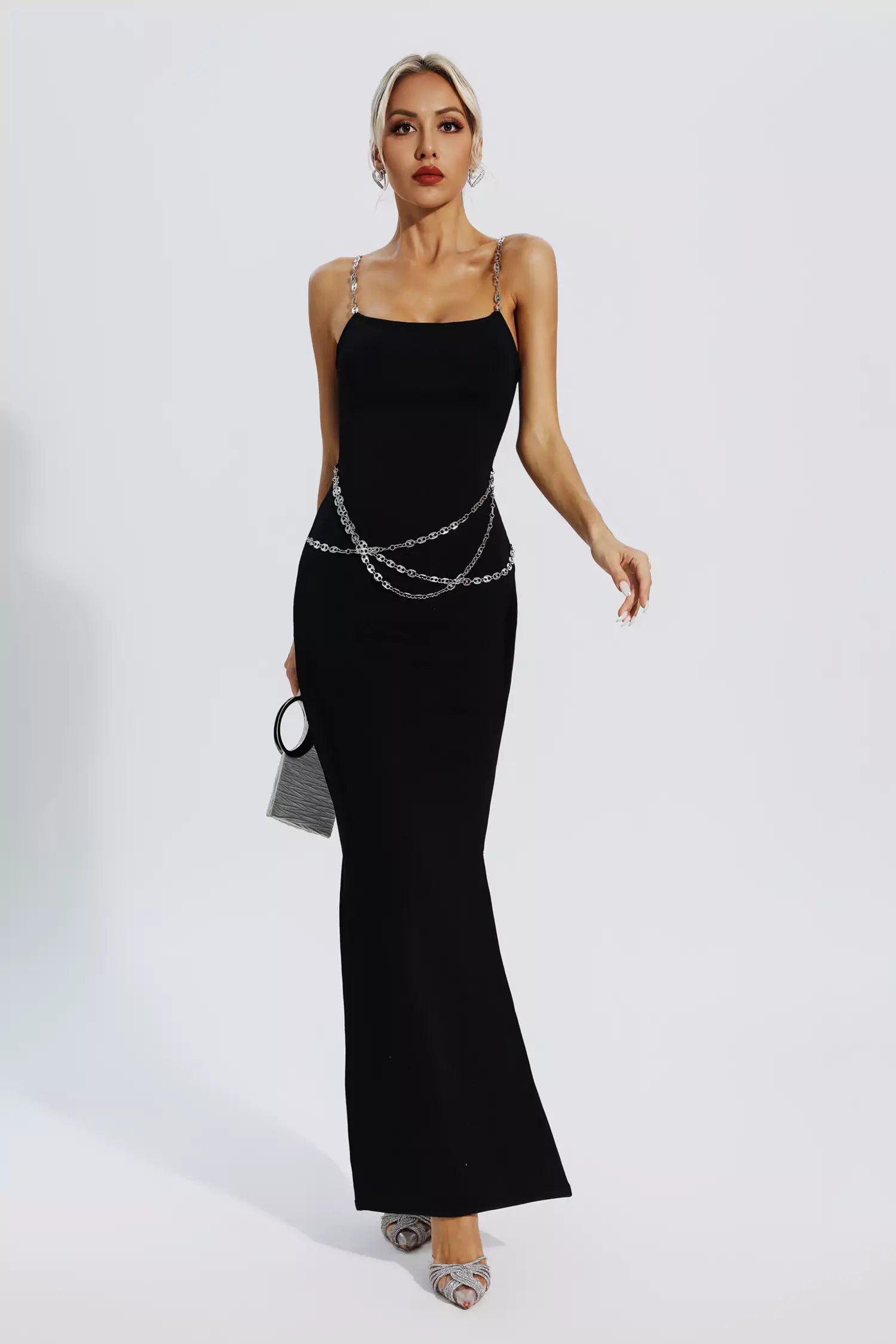 Katalina Black Bodycon Maxi Slip Dress