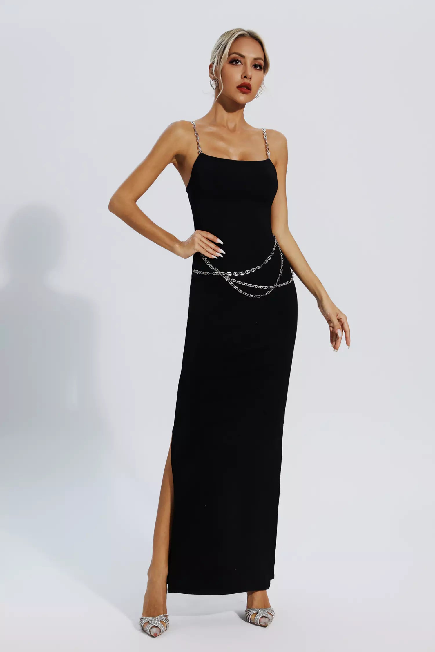 Katalina Black Bodycon Maxi Slip Dress