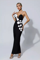 Kathryn Black Pearl Slip Floral Bandage Dress