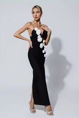 Kathryn Black Pearl Slip Floral Bandage Dress