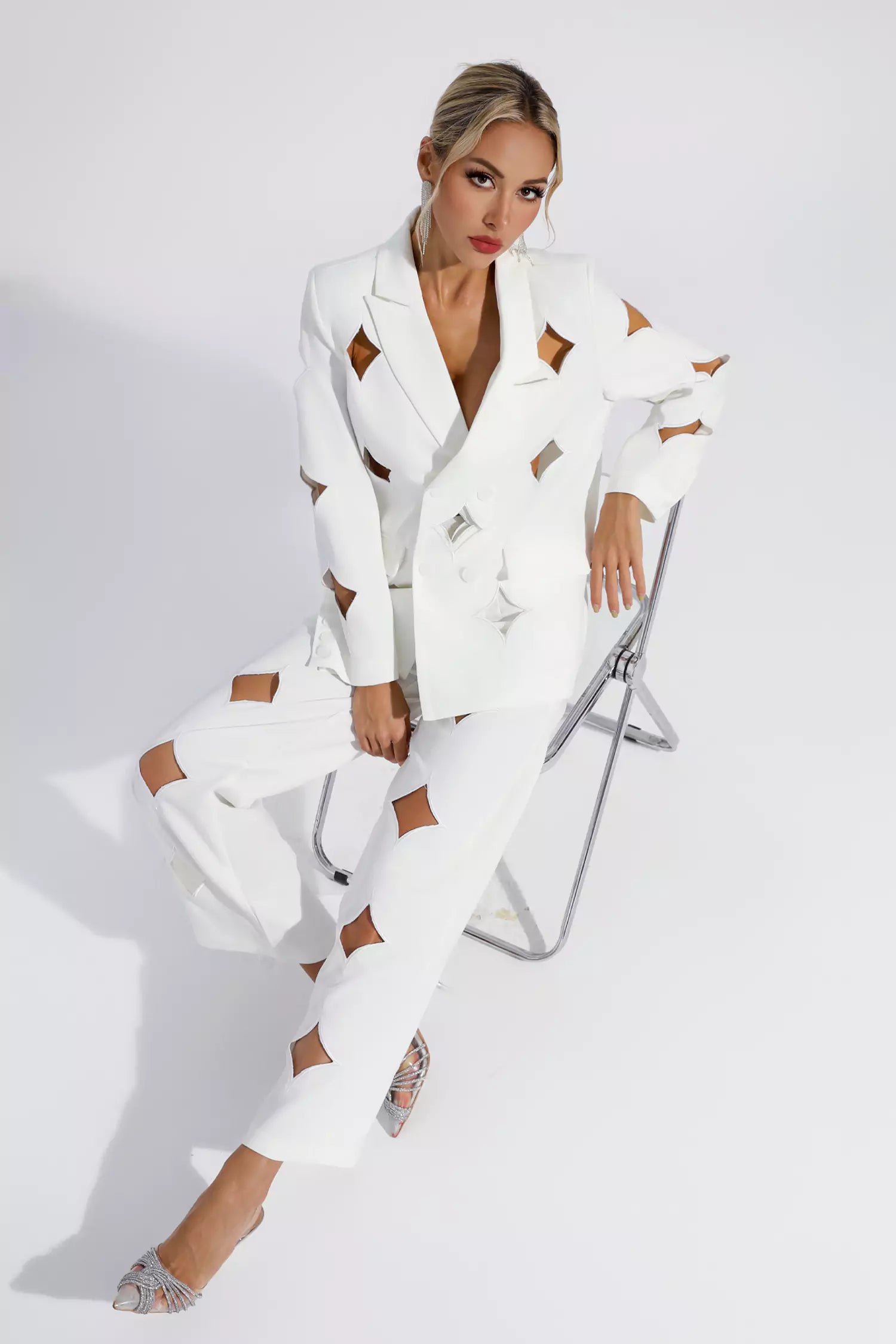 Kensley White Star Cutout Blazer Set