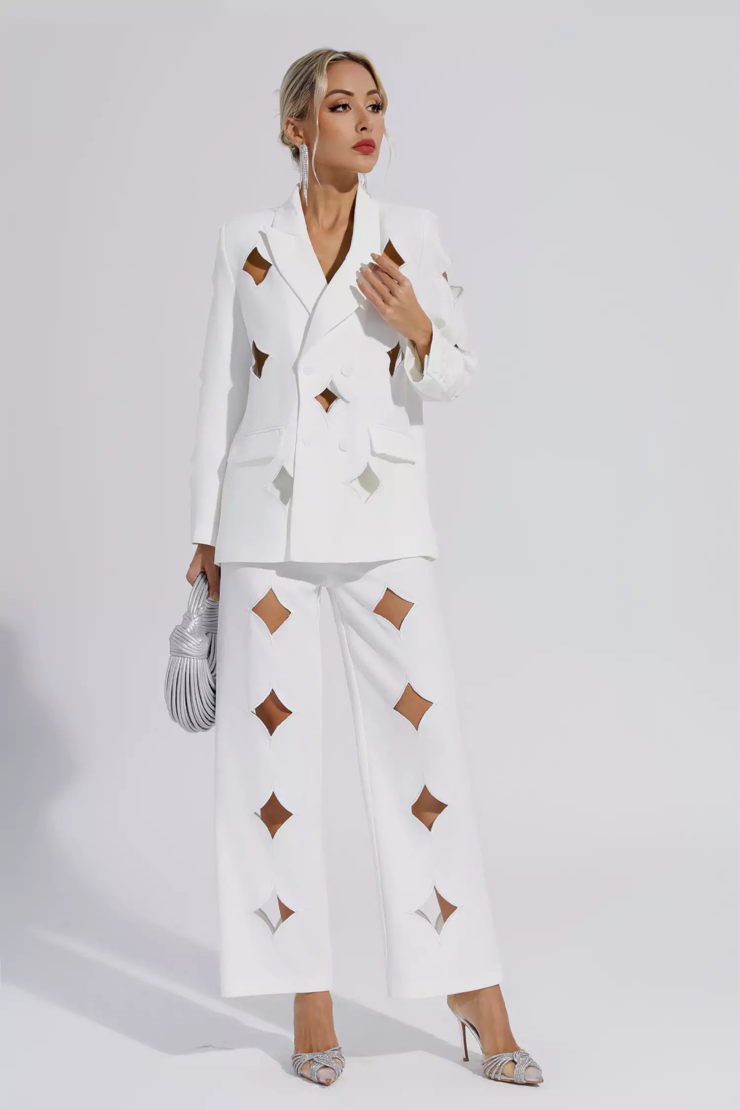 Kensley White Star Cutout Blazer Set