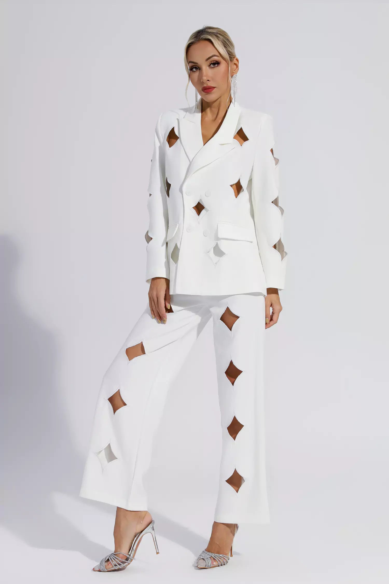 Kensley White Star Cutout Blazer Set