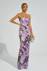 Kevin Purple Embroidered Sequins Dress