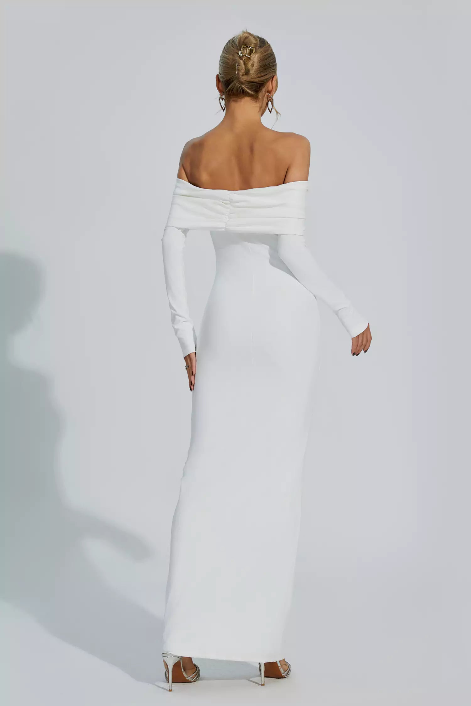 Kiana White Pleated Off-Shoulder Dress