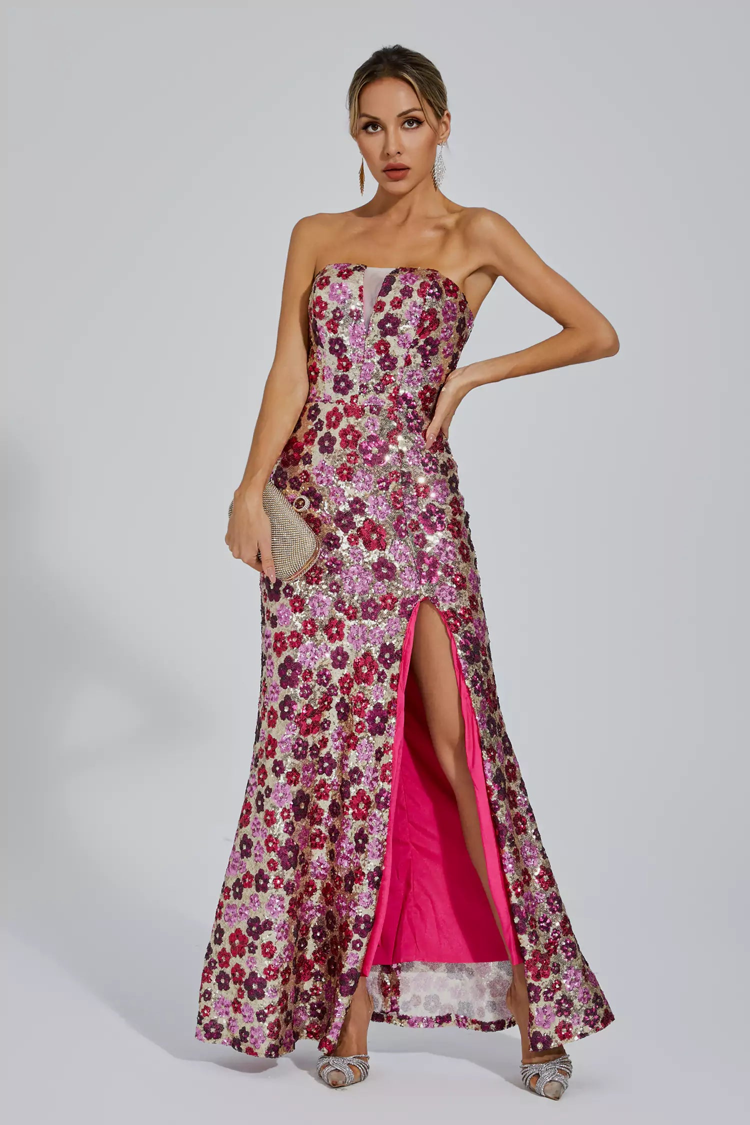 Kiera Red Flower Sequin Dress