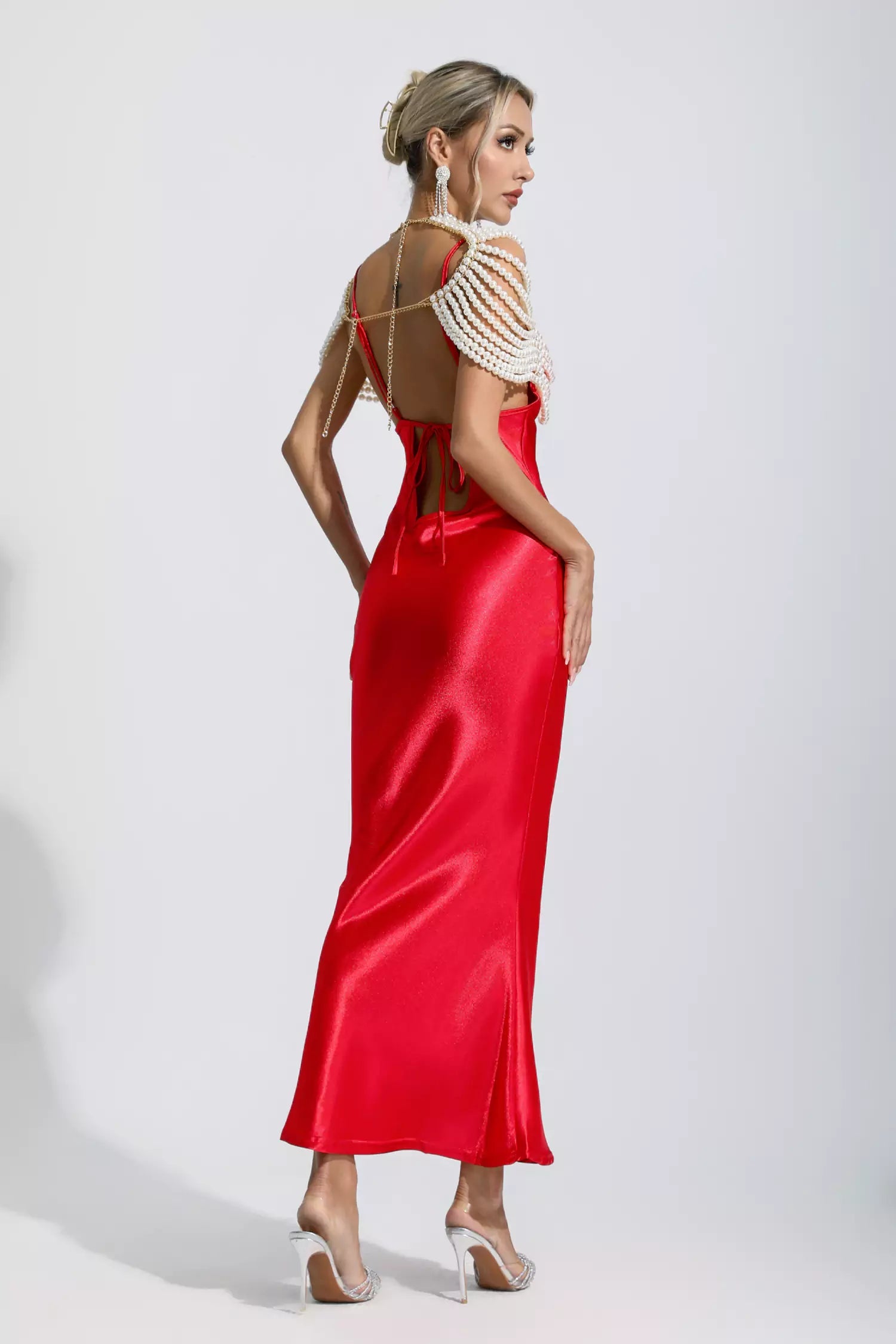 Kinsley Red Mermaid Satin Maxi Dress