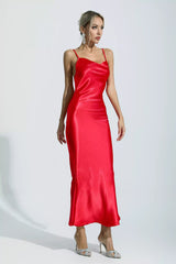 Kinsley Red Mermaid Satin Maxi Dress