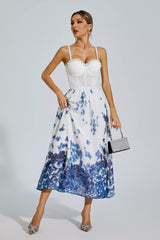 Lauryn White Flower Printed Slip Dress