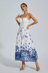 Lauryn White Flower Printed Slip Dress