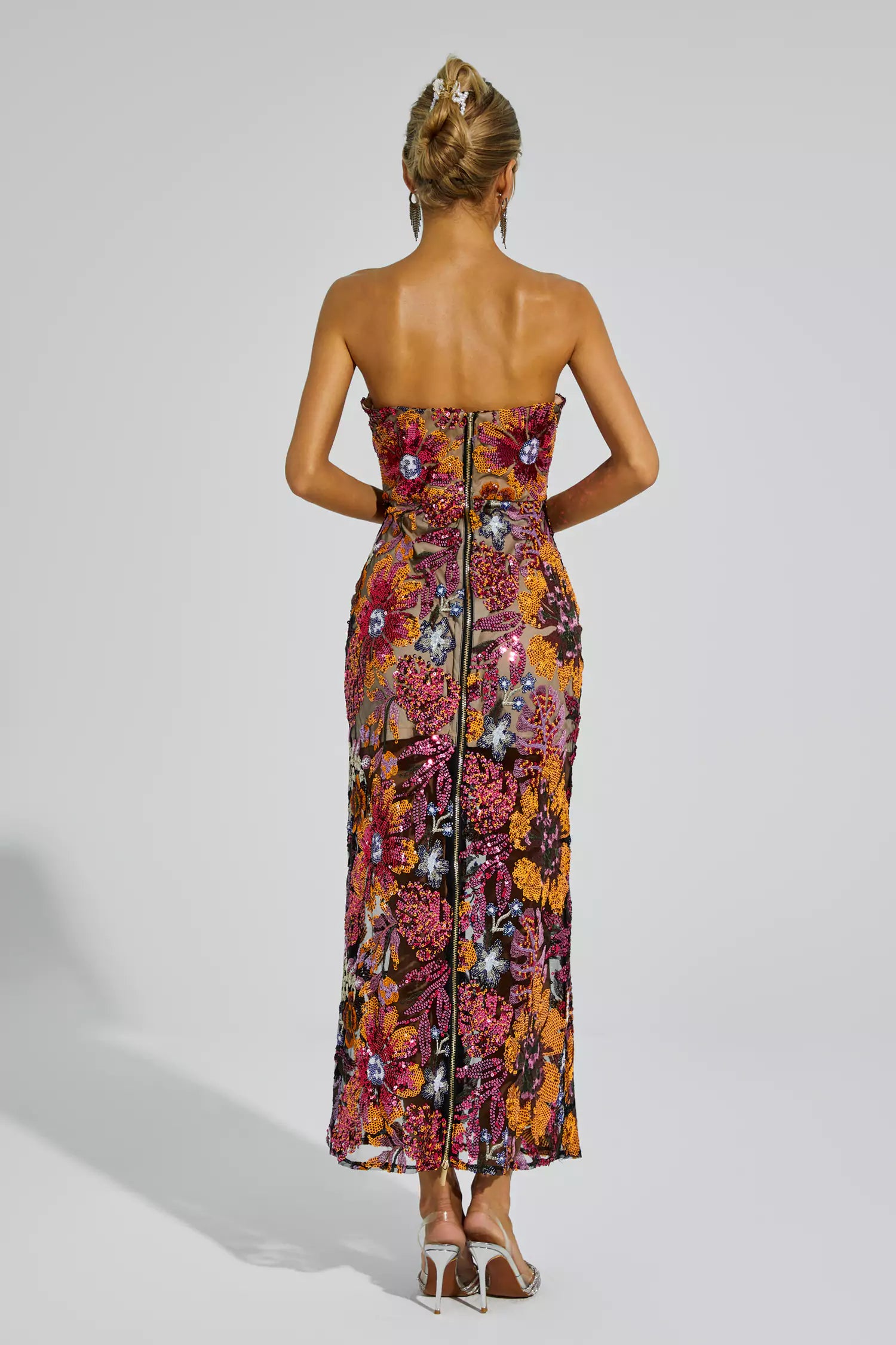 Leanna Red Flower Embroidered Maxi Dress