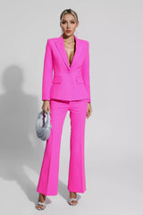 Lennox Pink V-neck Long Sleeve Blazer Set