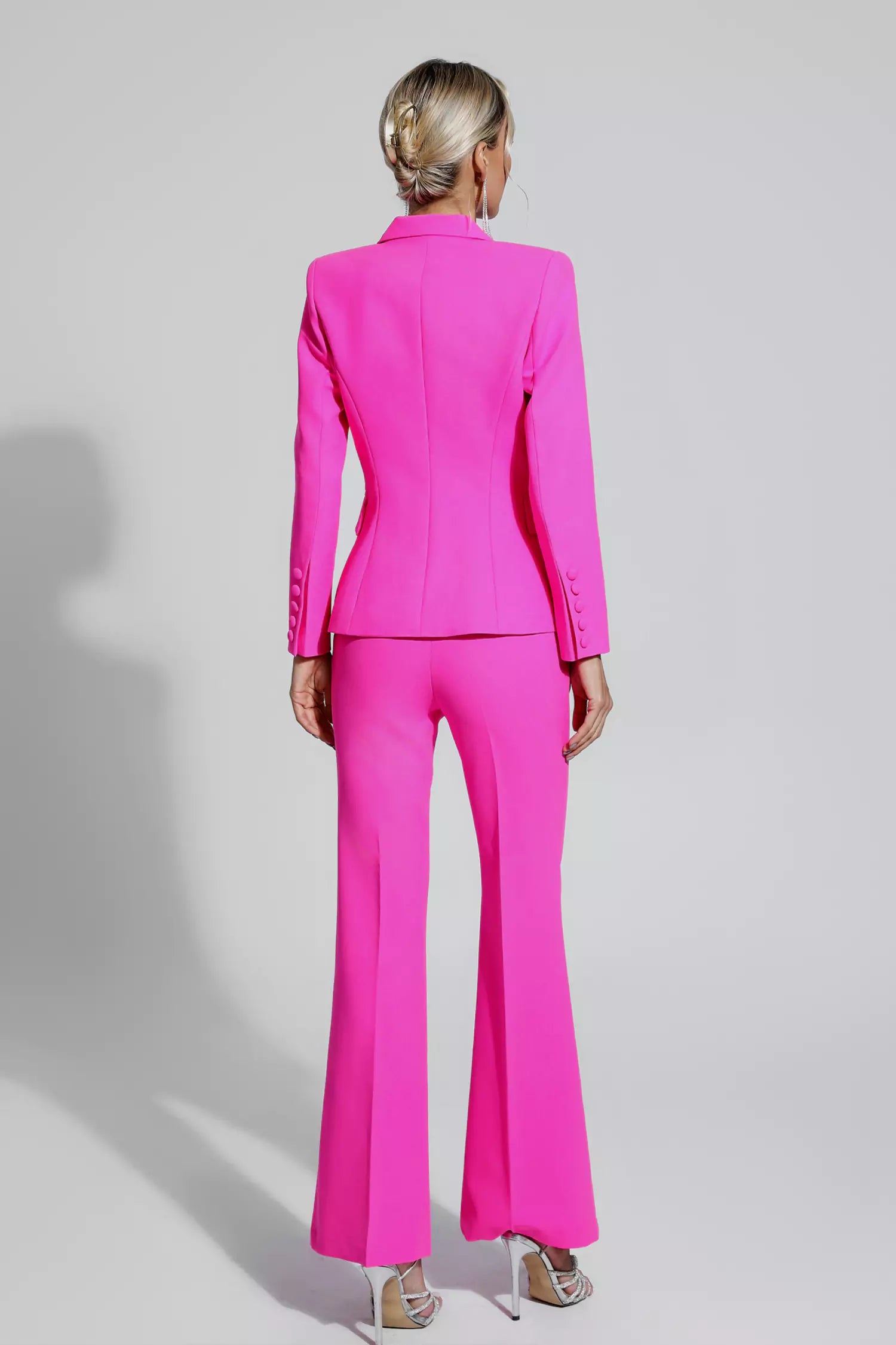 Lennox Pink V-neck Long Sleeve Blazer Set