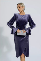 Leyla Purple Velvet Midi Dress