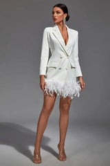 London White Feather Blazer Mini Dress - Catchall