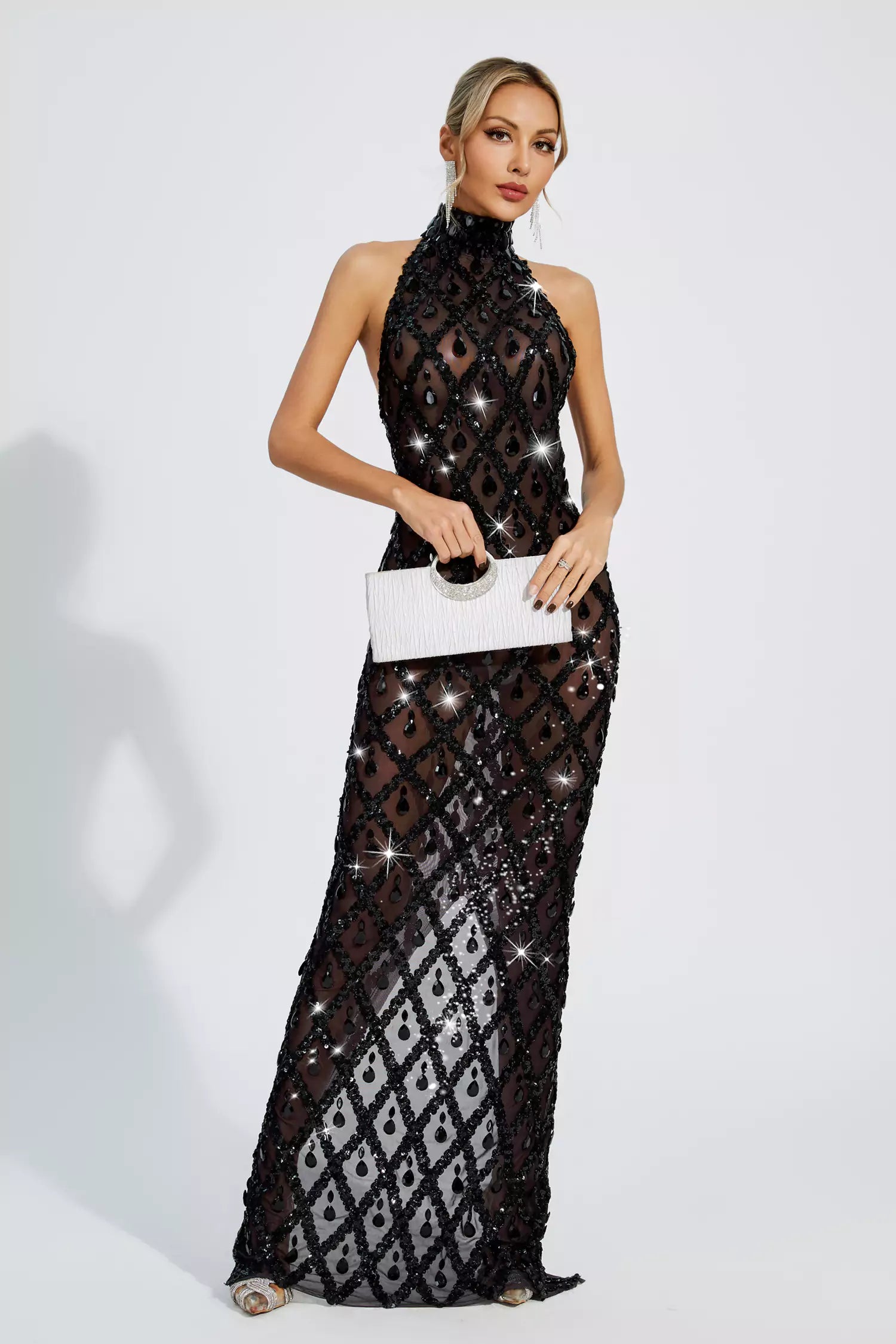 Louise Black Diamond Maxi Dress