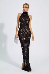 Louise Black Diamond Maxi Dress