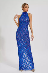 Louise Blue Diamond Maxi Dress