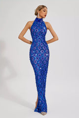 Louise Blue Diamond Maxi Dress