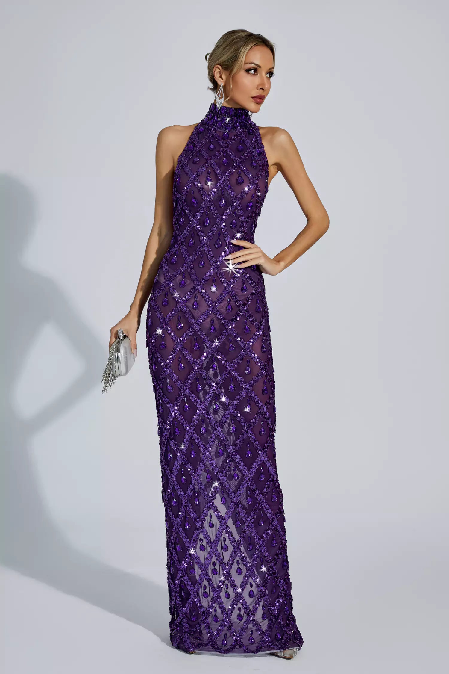 Louise Purple Diamond Maxi Dress